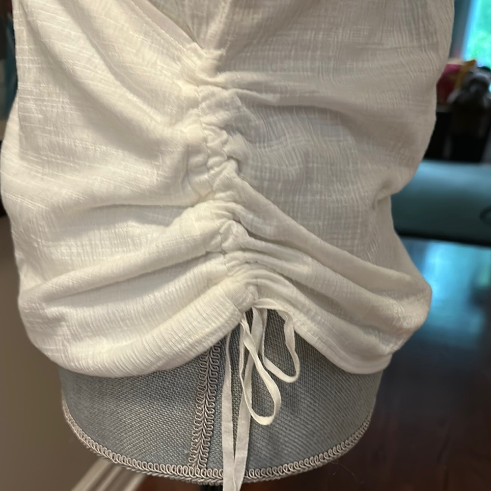 Max Studio White Wrap Ruched Blouse - Picture 3 of 4